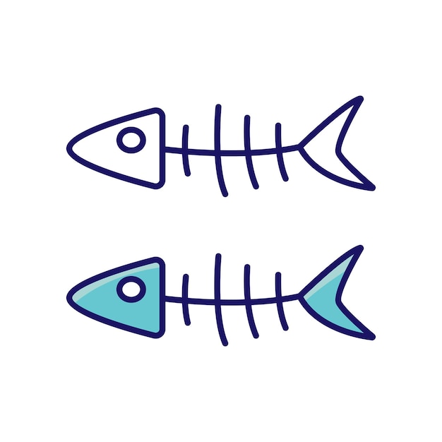 Fish bone flat logo illustration