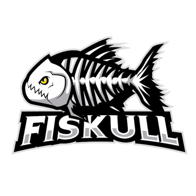 fish bone mascot for logo and tshirt