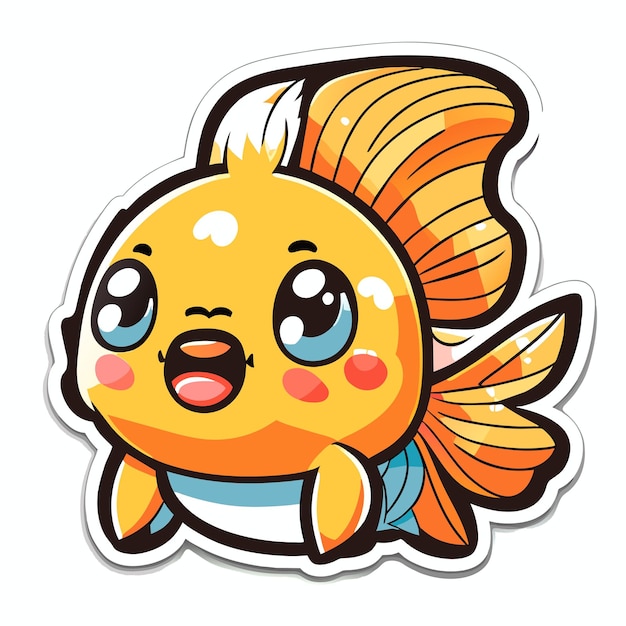 Fish cartoon character sticker