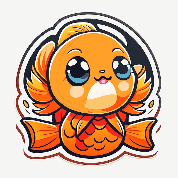 Vector fish cartoon character sticker