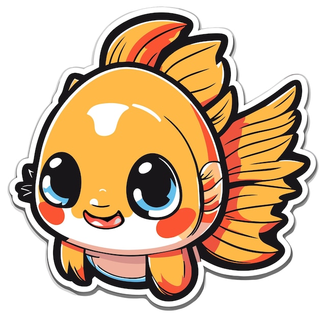 Vector fish cartoon character sticker
