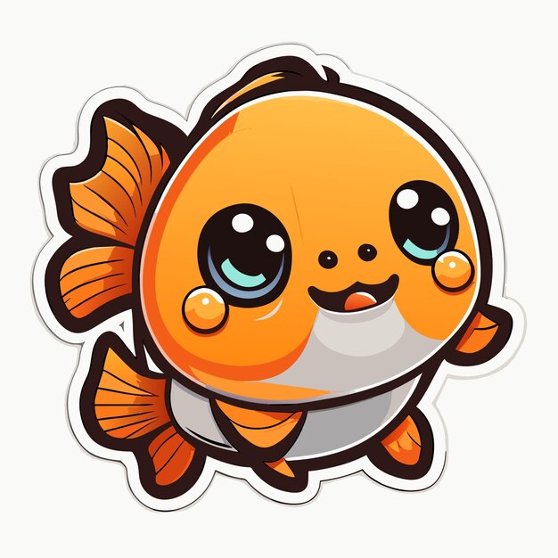 Vector fish cartoon character sticker