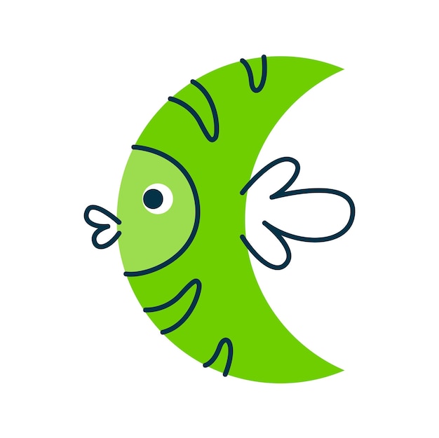 Fish cartoon character with funny face math shape