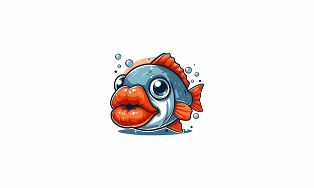 fish cartoon funny vector illustration flat design