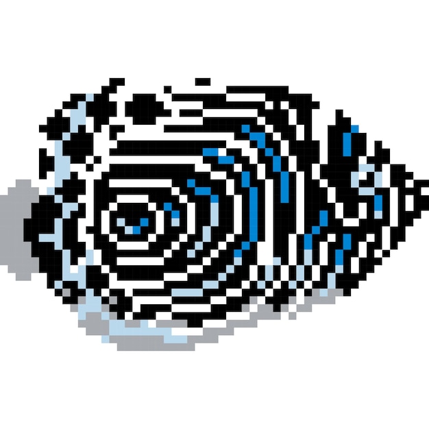 Vector fish cartoon icon in pixel stylex9