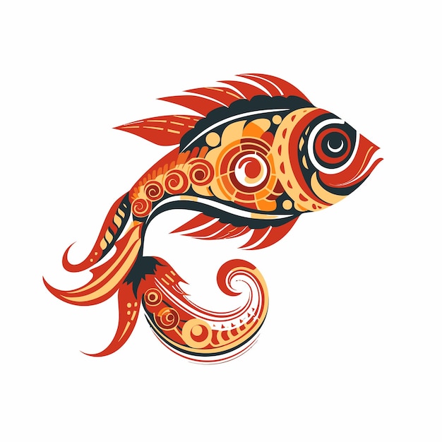 Fish carving illustration design