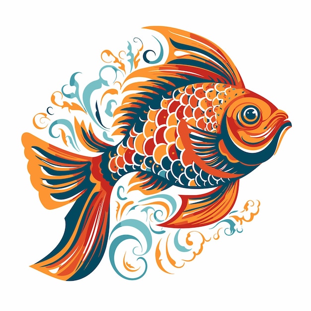 Fish carving illustration design