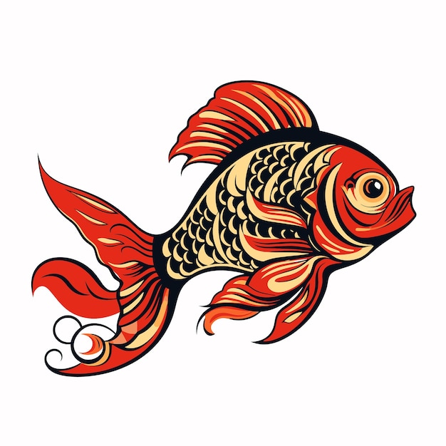 Fish carving illustration design