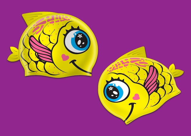 Fish character swimming caps for kids design 11