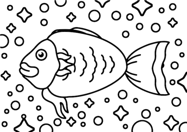 教育的な子供のための魚の塗り絵