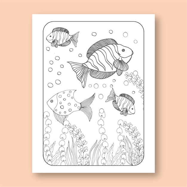 Fish Coloring Page for Adult and Child