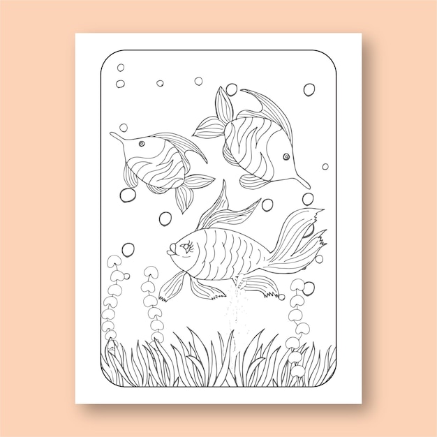 Fish Coloring Page for Adult and Child