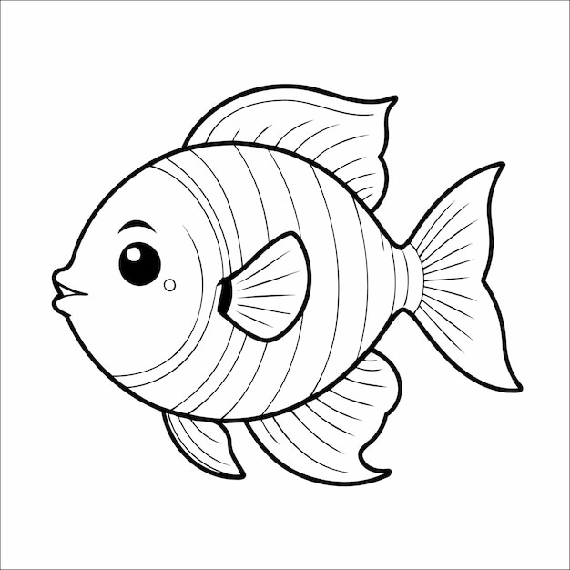 Fish Coloring Page Drawing For Kids