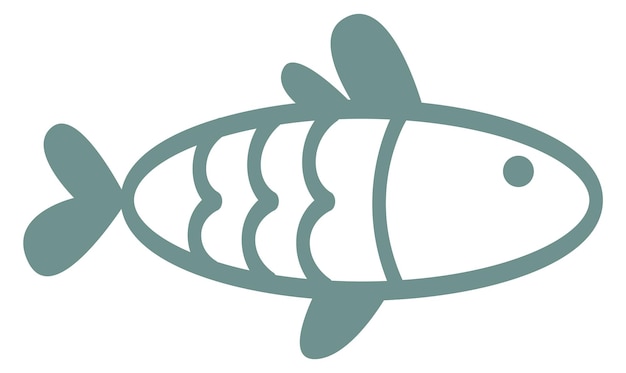 Vector fish in decorative drawing style green underwater animal