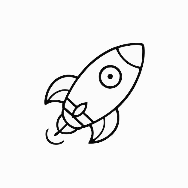 Vector a fish drawing with a black outline and a white background