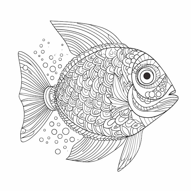 Vector a fish drawing with a pattern of circles and circles.