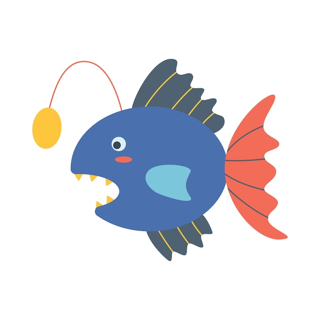 Vector fish european anglerfish sea animal an inhabitant of the sea world a cute underwater creature