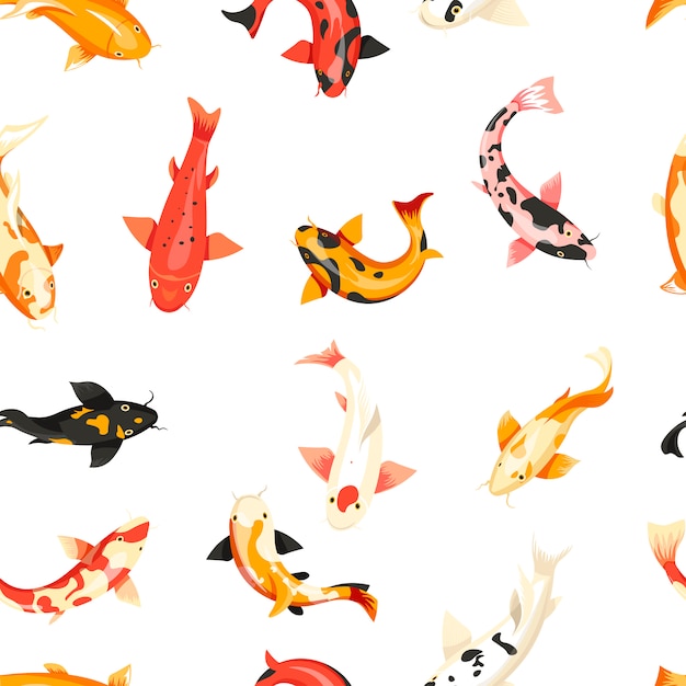 Fish exotic cold blooded animals seamless pattern 