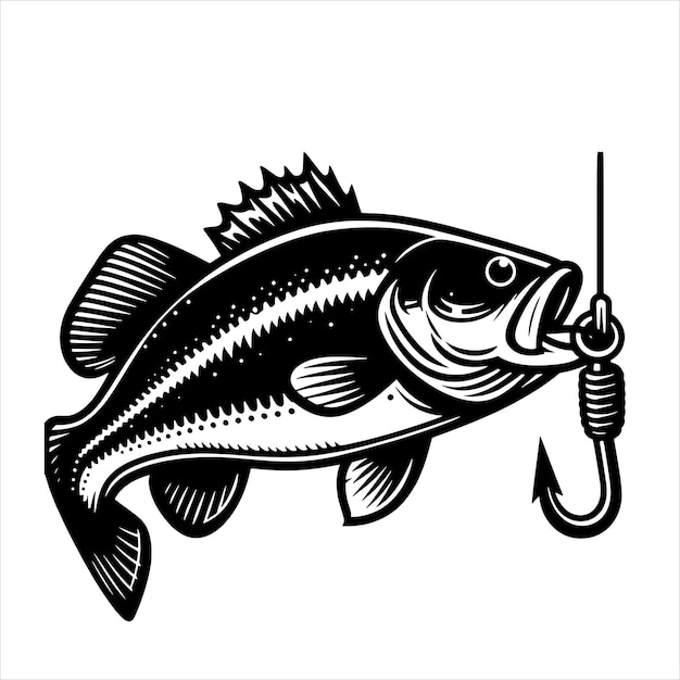 Vector fish and fishing hook svg