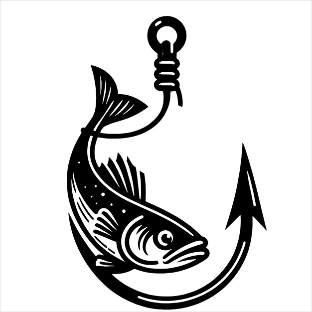 Vector fish and fishing hook svg