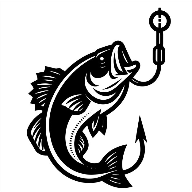 Vector fish and fishing hook svg