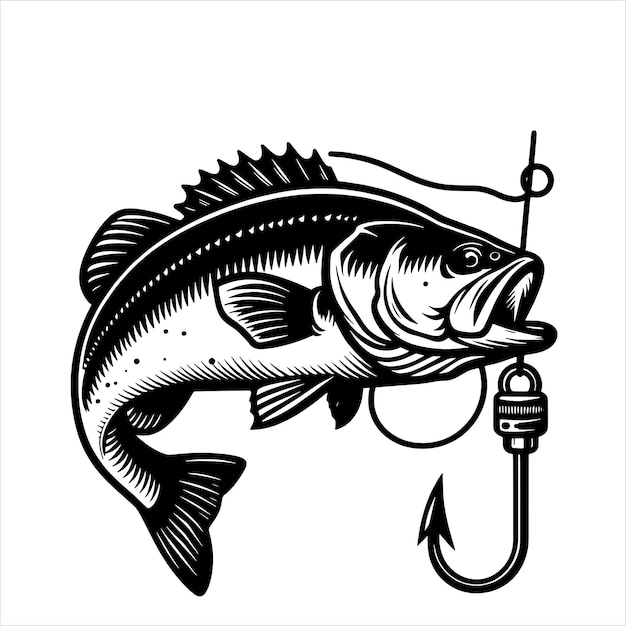 Vector fish and fishing hook svg