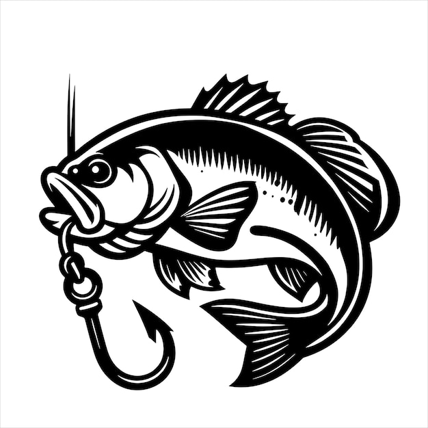 Vector fish and fishing hook svg