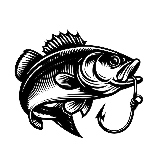 Vector fish and fishing hook svg