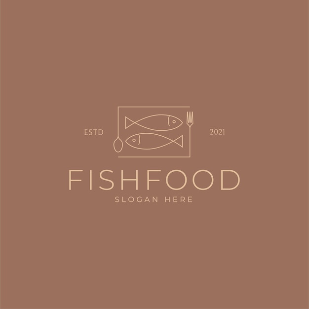 벡터 생선 음식 레스토랑 간단한 moniline 로고 디자인