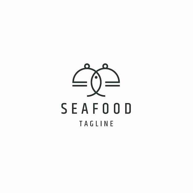 魚料理シーフードロゴアイコンデザインテンプレートフラットベクトル