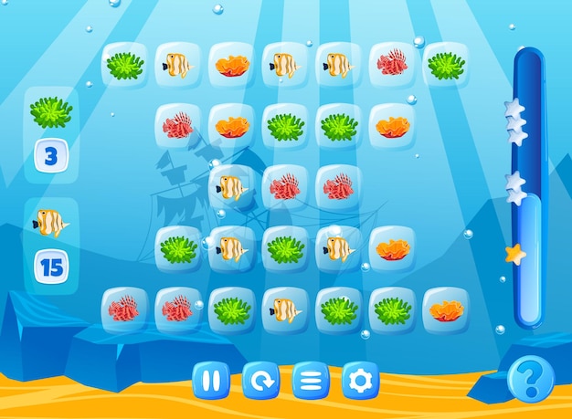 Fish game art sea underwater world nature element interface