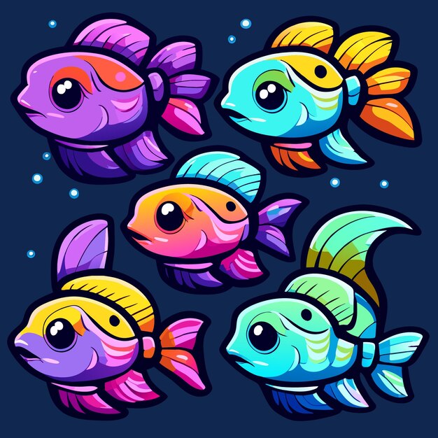 Vector fish game icons for apps and websites