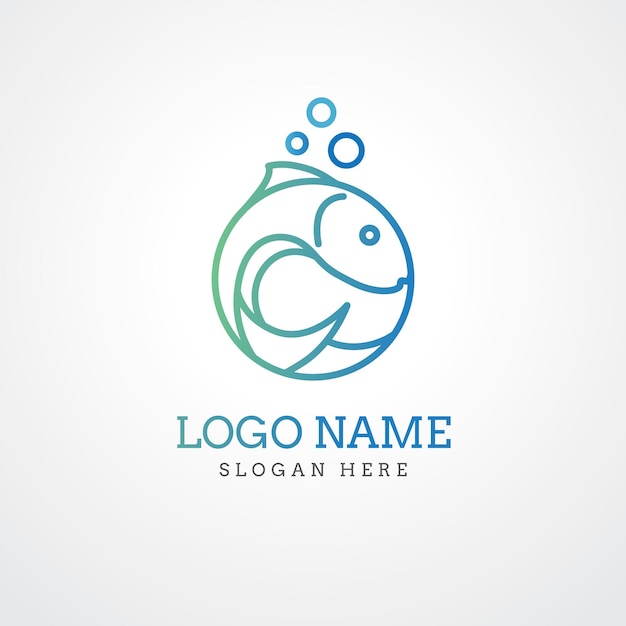 Vettore gradiente di pesce colorato per acquario aquascape logo design