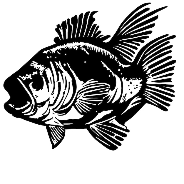 물고기 손으로 그린 만화 스티커 아이콘 개념 고립 된 그림