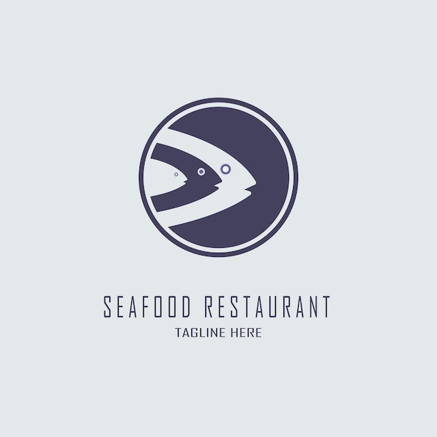 Вектор Дизайн логотипа рыбной головы ресторана морепродуктов для бренда или компании и других