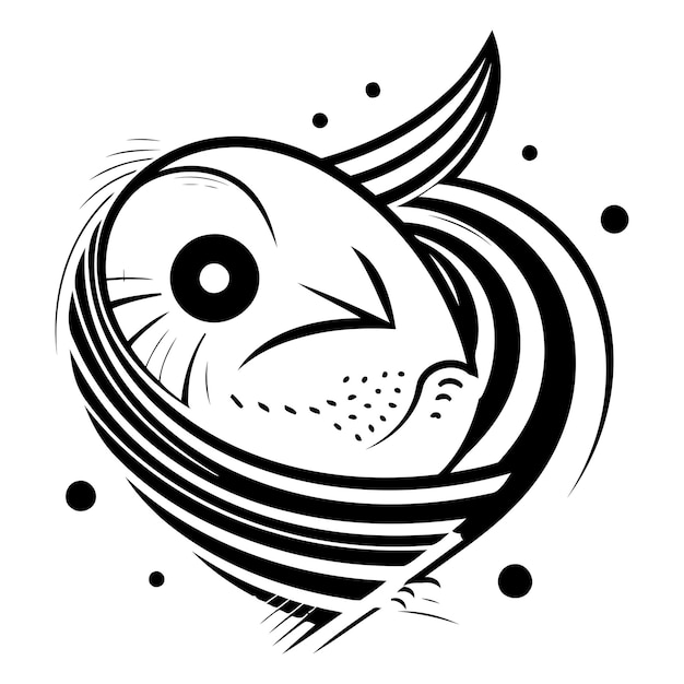 白い背景の心の形をした魚のベクトルイラスト