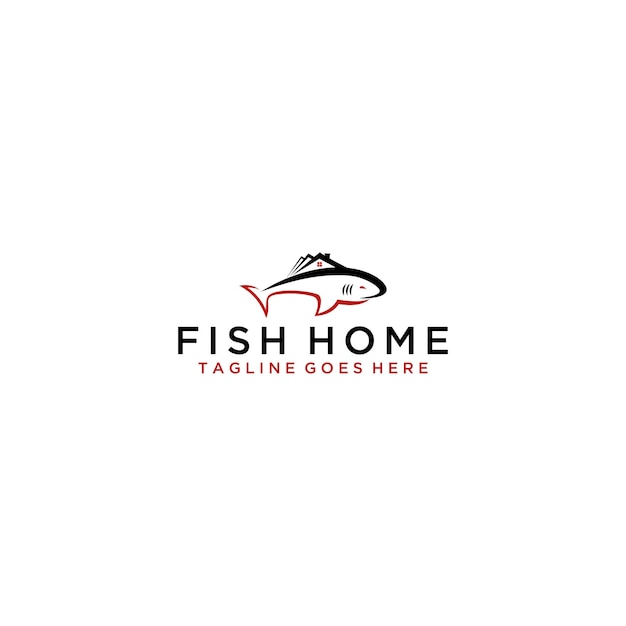 Design creativo del segno del logo di pesce e casa