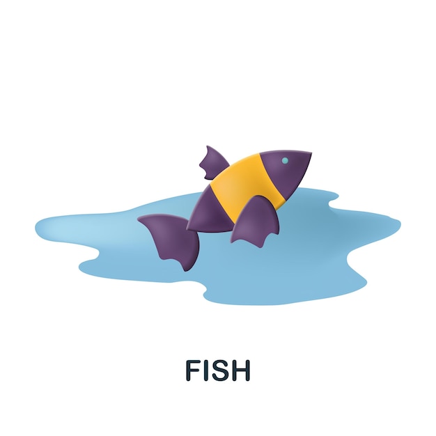 Fish icon 3d illustration from fishing collection creative fish 3d icon for web design templates infographics and more