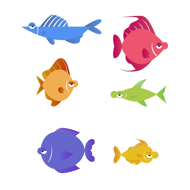 Vector fish icon characters