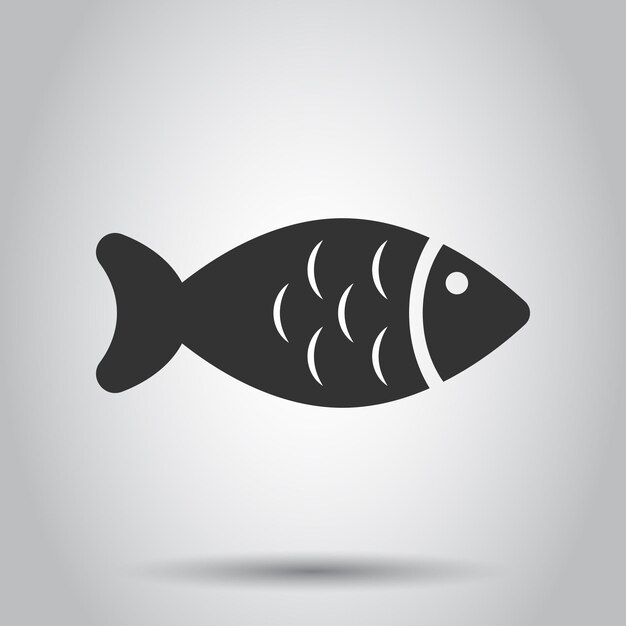 Vector fish icon in flat style seafood vector illustration on white isolated background sea animal business concept