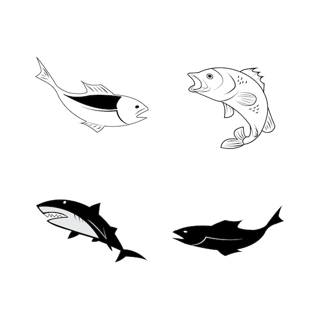 Fish icon logo vector design template