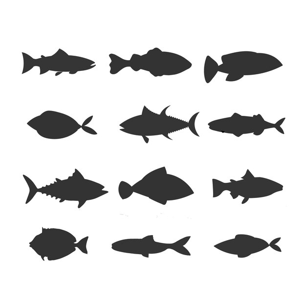 Fish icon set Seafood symbol Vector