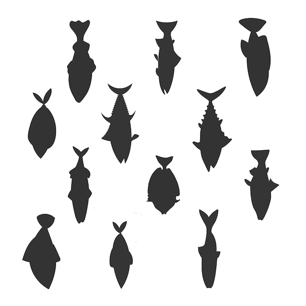 Vector fish icon set seafood symbol vector