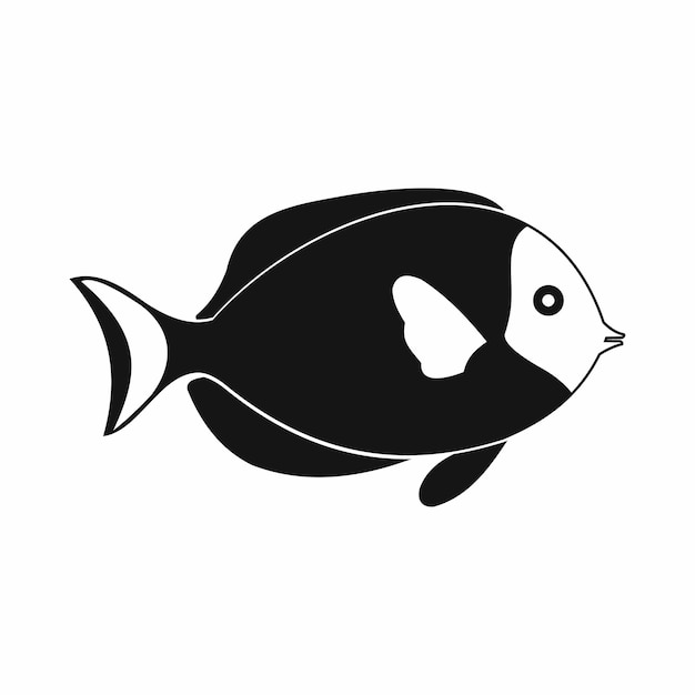 흰색 배경에 고립 된 간단한 스타일의 물고기 아이콘