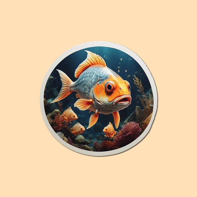 A fish is finding something sticker