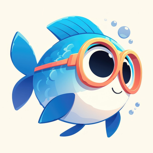 Vector a fish is scuba diving cartoon style