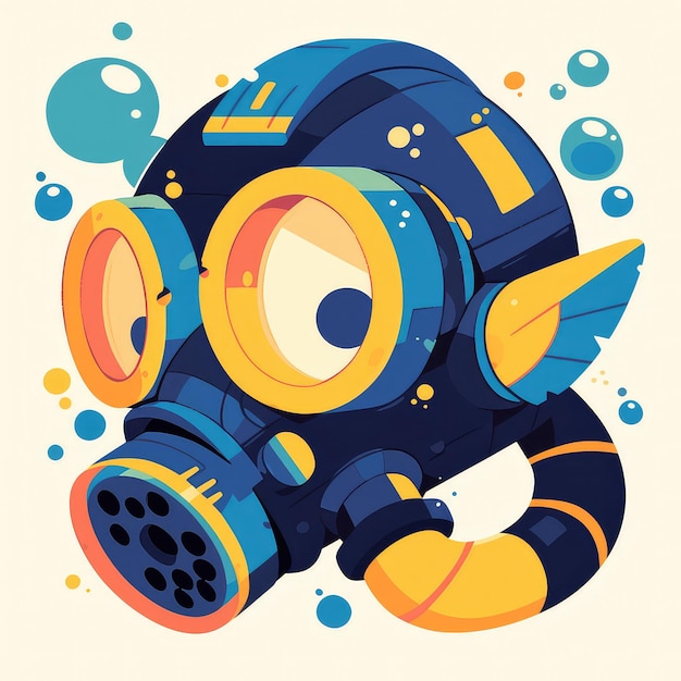 Vector a fish is scuba diving cartoon style