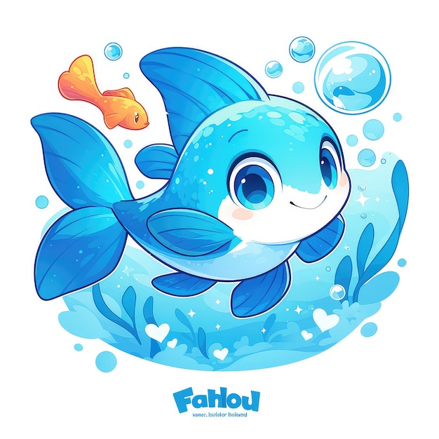 Vector a fish is scuba diving cartoon style