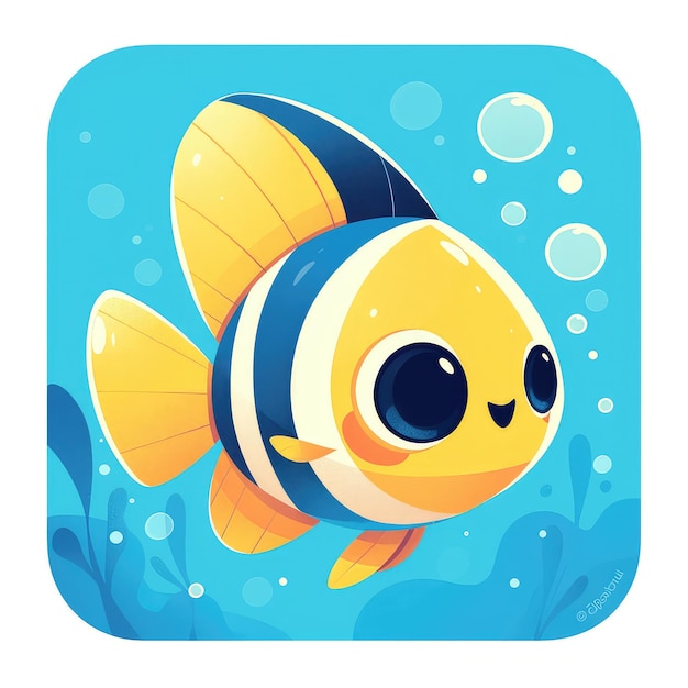 Vector a fish is scuba diving cartoon style