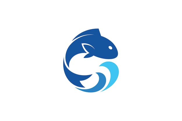 Logo del salto del pesce in colore blu